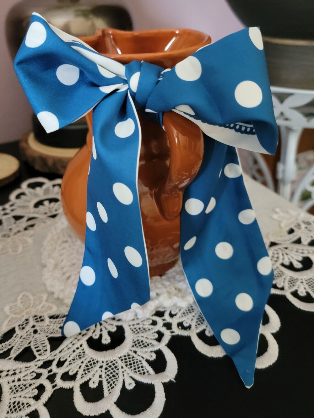 Blue Polka Dot Scarf